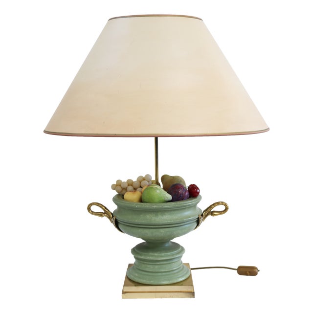 Large Hollywood Regency Table Lamp with Fruit Bouquet, Italy, 1970s For Sale