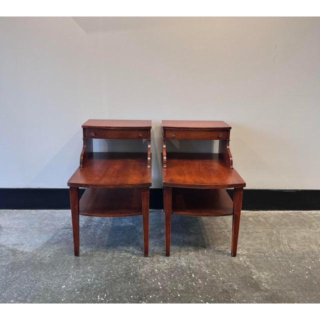 Mid-Century Modern Pair of Vintage Mersman Mahogany Side Tables For Sale - Image 3 of 6
