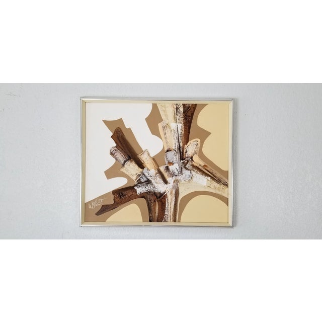 Mid-Century Modern 1970 Frank Walcutt Mixed Media Collage Abstract Painting/ Sold For Sale - Image 3 of 12