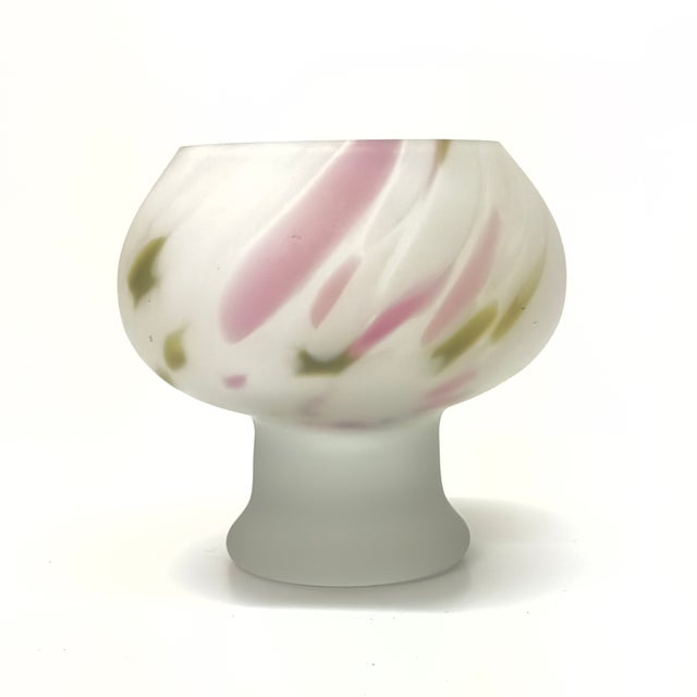 Matte Frosted Pink & White Art Glass Vessel Curation - Group of 5 For Sale In Miami - Image 6 of 16