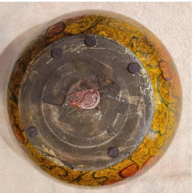 1980s Wooden Painted Tibetan Covered Bowl For Sale - Image 5 of 9