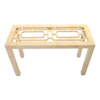 Late 20th Century Hollywood Regency Style Faux Goatskin Table For Sale