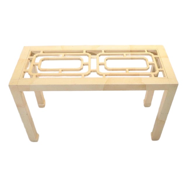 Late 20th Century Hollywood Regency Style Faux Goatskin Table For Sale