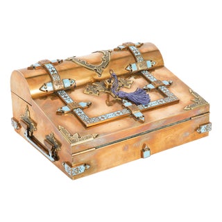 Antique Victorian Ormolu & Enamel Writing Slope Lap Desk Set, 1800s For Sale