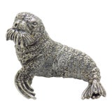 Vintage Italian Handmade Genuine Silver Walrus Figurine Sculpture by Cerreti For Sale