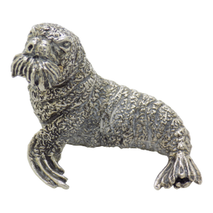 Vintage Italian Handmade Genuine Silver Walrus Figurine Sculpture by Cerreti