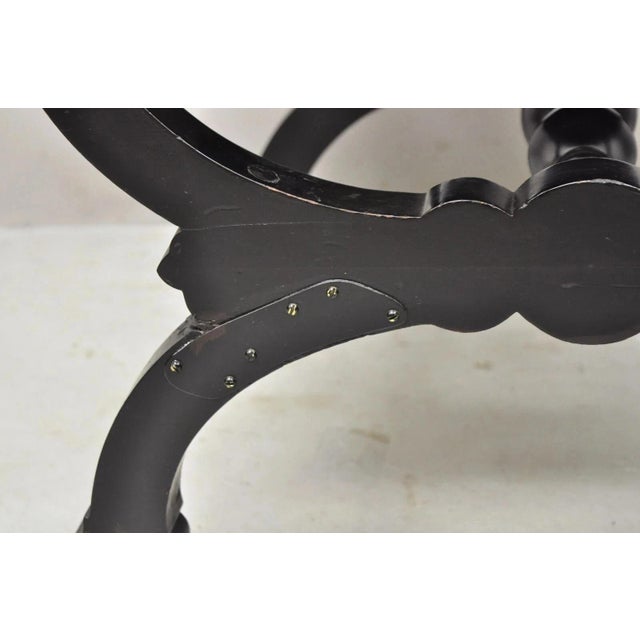 Antique Victorian Aesthetic Movement Ebonized Curule Throne Arm Chair With Lions For Sale - Image 10 of 13