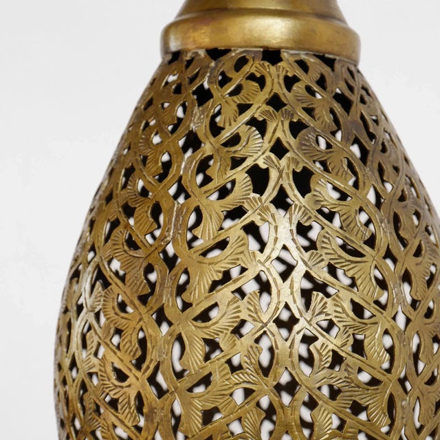 Handcut vintage small brass work lantern with beautiful details. Unique tear drop or egg shape design. Extra small bulb...