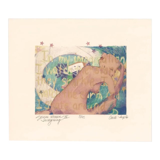 1980s Lin Carte-Anderson Serene Woman Nude Lithograph For Sale