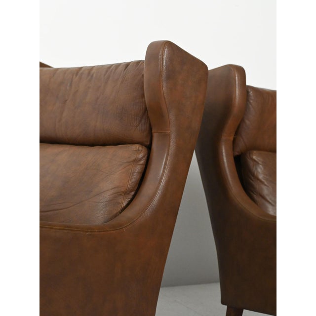 Brown Danish Armchairs in Dark Brown Leather, 1950s, Set of 2 For Sale - Image 8 of 13