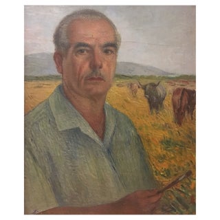 Giovanni Malesci, Self-Portrait, 1950, Oil on Plywood For Sale