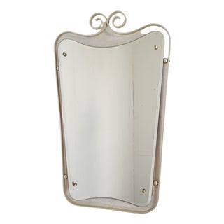 Vintage Faceted Mirror in Aluminum Frame, 1950s For Sale