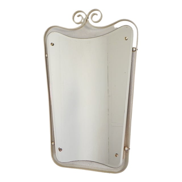 Vintage Faceted Mirror in Aluminum Frame, 1950s For Sale