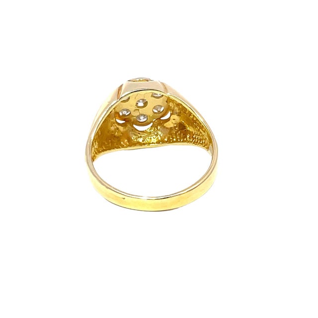 Metal 14k Yellow Gold Diamond Studded Gypsy Band Ring, Size 8.5 For Sale - Image 7 of 10