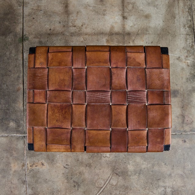 Small Woven Leather Bench by Swift and Monell For Sale - Image 14 of 18