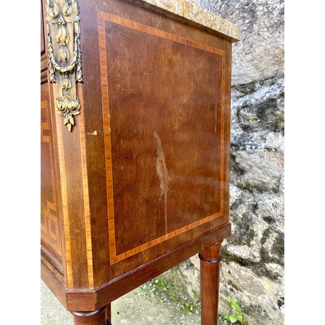 Louis XVI Bedside Table in Marble and Ceramic For Sale - Image 12 of 16
