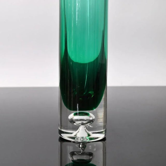 Vintage Green Glass Vase from Schott Zwiesel, 1970s For Sale - Image 7 of 8