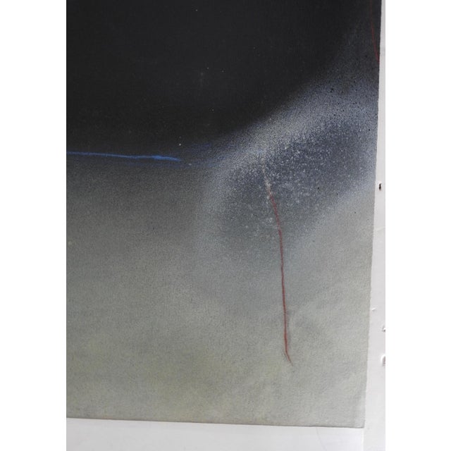 Contemporary 1970s Abstract Black Gray Celadon Painting For Sale - Image 3 of 7