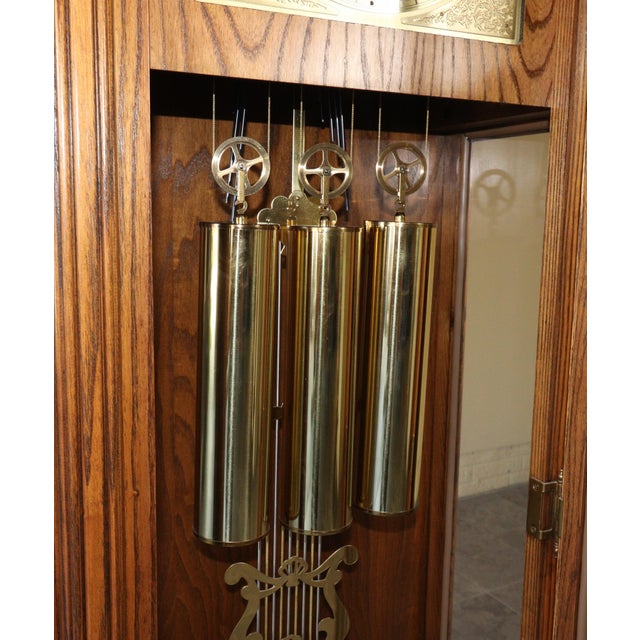 1980s Vintage Seth Thomas 4499a Grandfather Clock With Moon-Phase Dial and Triple Chimes, Circa 1980 For Sale - Image 5 of 15