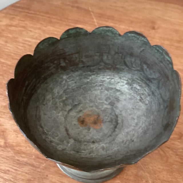 Antique Mid 19th Century Middle Eastern Silver on Cooper Footed Bowl For Sale In Chicago - Image 6 of 12
