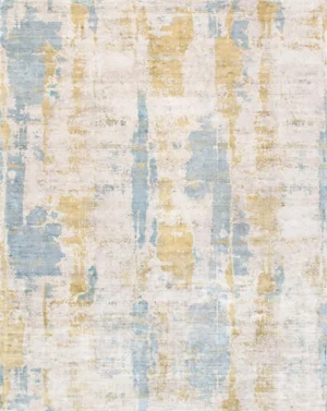 Pasargad Home Mirage Hand-Loomed Bamboo Silk Blue/Gold Area Rug - 4' 0" X 6' 0"