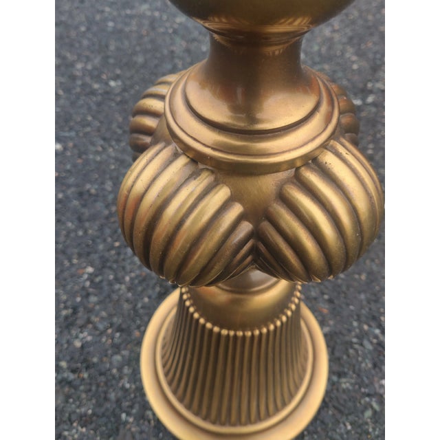 Rembrandt Midcentury Hollywood Regency Style Solid Brass Torchiere Table Lamps For Sale - Image 10 of 12