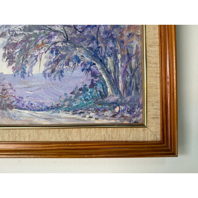 Lavender Vintage Diego Da Costa Gomez A. “Camino” Impressionist Landscape Oil Paint on Canvas For Sale - Image 8 of 10