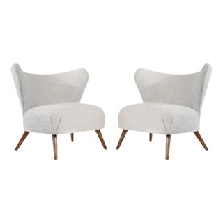 Scandinavian Modern Wingback Lounges, Denmark, C. 1950s - a Pair For Sale