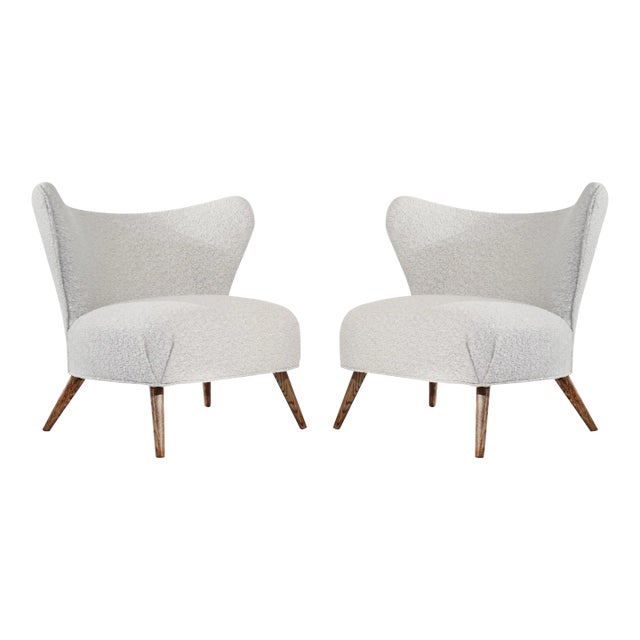 Scandinavian Modern Wingback Lounges, Denmark, C. 1950s - a Pair For Sale