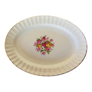Vintage Midcentury Knowles China Floral Pattern Large Oval Platter For Sale
