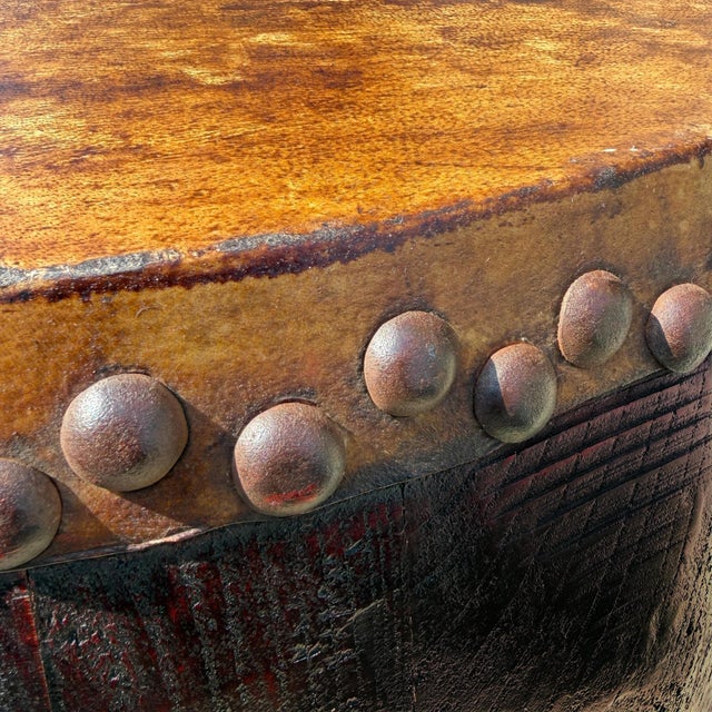 Oxblood Red 19th Century Chinese Drum Table For Sale - Image 8 of 13