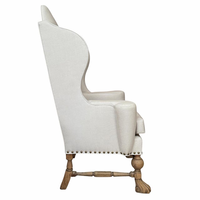 Pair of 19th Century English William and Mary Style Wing Chairs For Sale In Chicago - Image 6 of 12