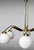 Brass Mid 20th Century Stilnovo Style Italian Brass Six-Light Chandelier With Opaline Glass Globes For Sale - Image 8 of 18