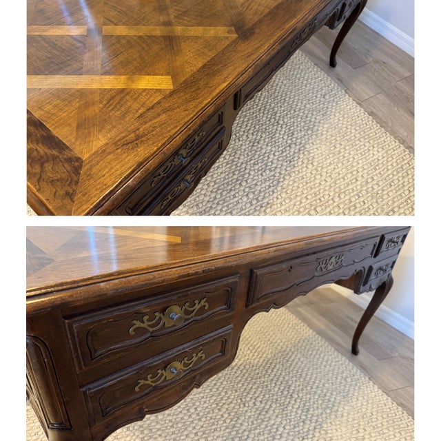 Vintage John Widdicomb French Country Parquet Writing / Partner's Desk For Sale - Image 11 of 12