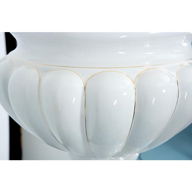 White Ceramic Vase with Gold Details and Column by Tommaso Barbi, Italy, 1970s For Sale - Image 11 of 18