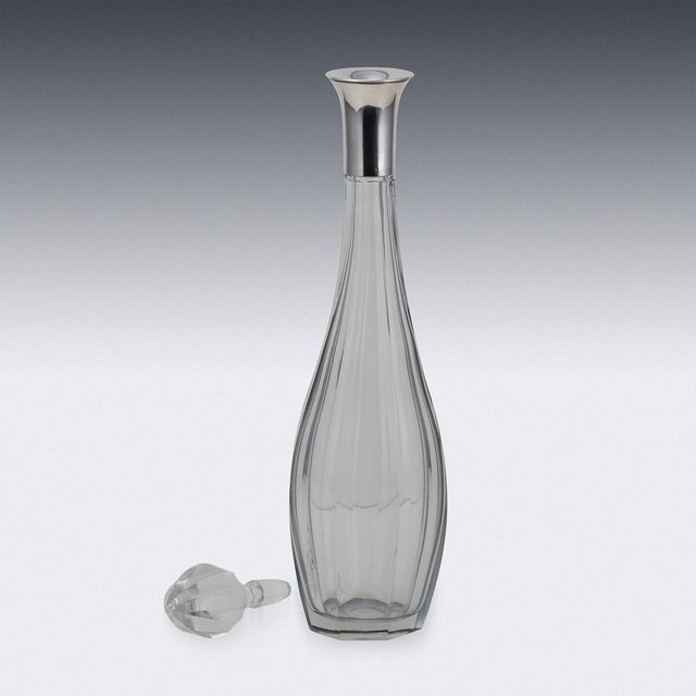 20th Century Art Deco French Silver & Cut Glass Decanter, 1920s For Sale - Image 10 of 14
