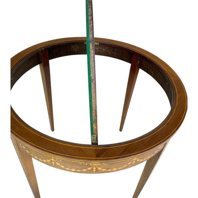 Antique Rare English Sheraton Revival Mahogany & Marquetry Circular Pivoting-Center Games Table 19th Century For Sale - Image 11 of 12