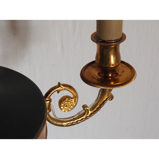 Vintage French Empire 3-Arm Brass Dark Green Tole Chandelier, 1960s For Sale - Image 10 of 16