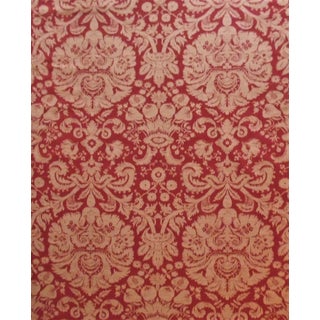 1 of 7 Yards Thibaut "Manhattan" Damask Fabric in Red For Sale