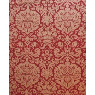 1 of 7 Yards Thibaut "Manhattan" Damask Fabric in Red For Sale