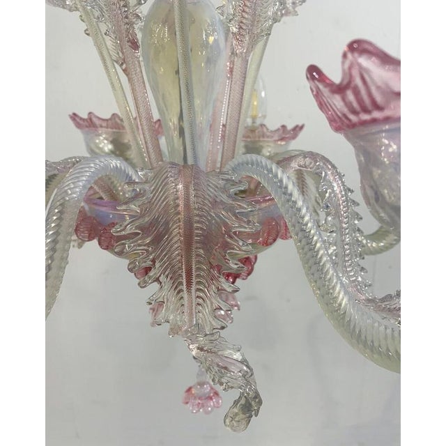 Chandelier in Pink Murano Glass, 1950s For Sale - Image 3 of 9