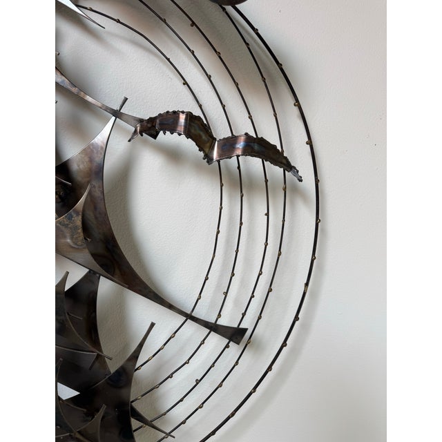 1976 J. Stillman Mid-Century Racing Sailboats Under Stormy Skies Metal Wall Sculpture For Sale - Image 9 of 10