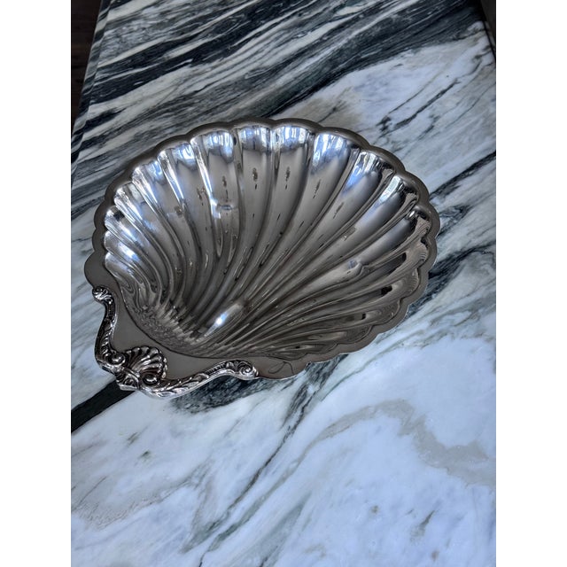 Silver Vintage Silver-Plated Monumental Shell Motif Serving Dish For Sale - Image 8 of 10