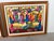 Folk Art Vintage Haitian Folk Art Market Scene Oil on Canvas Painting by Michael, Wood Framed For Sale - Image 3 of 12