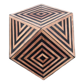 Contemporary Moroccan Resin and Walnut Wood Geometric End Table For Sale