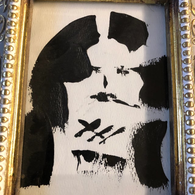 Original painting on paper unsigned 5 x 7 overall size with vintage frame is 8 x 10 Meant to stand tabletop