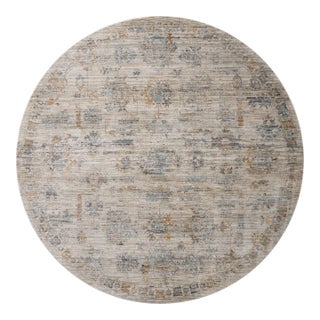 Jean Stoffer x Loloi Katherine Pebble / Ocean 7'-10" x 7'-10" Round Area Rug For Sale