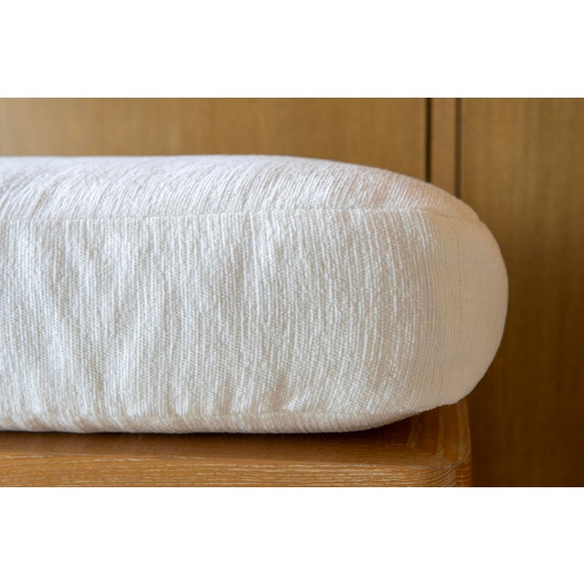 Karl Springer Karl Springer Dowelwood Ottoman With Upholstered Cushion, Circa 1970s For Sale - Image 4 of 12