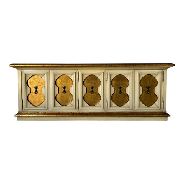 Vintage Italian Hollywood Regency Style Gilt Decorated Credenza For Sale