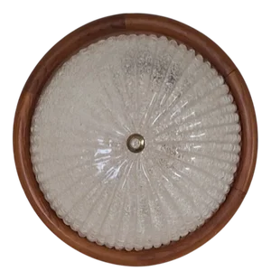 Vintage Ceiling Lamp with Segmented Ice Glass Shade by Euralux, 1980s